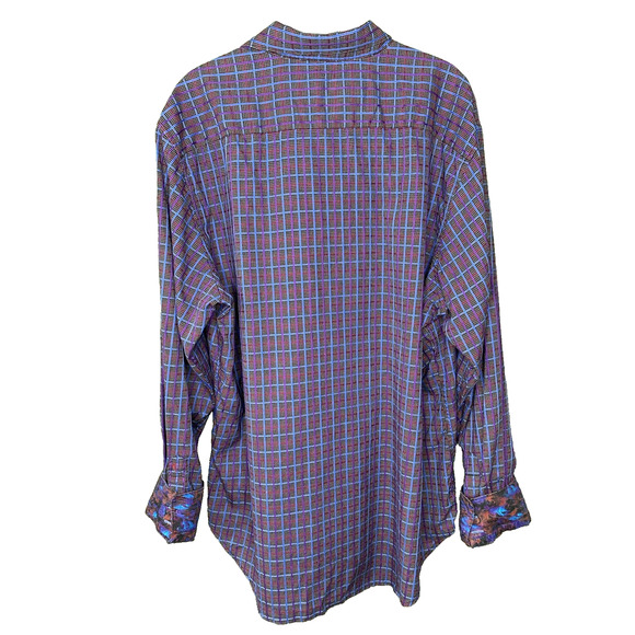 Robert Graham Shirt Mens Size 2X Plaid Office Party Church Button Up Flip Cuff - Picture 2 of 8